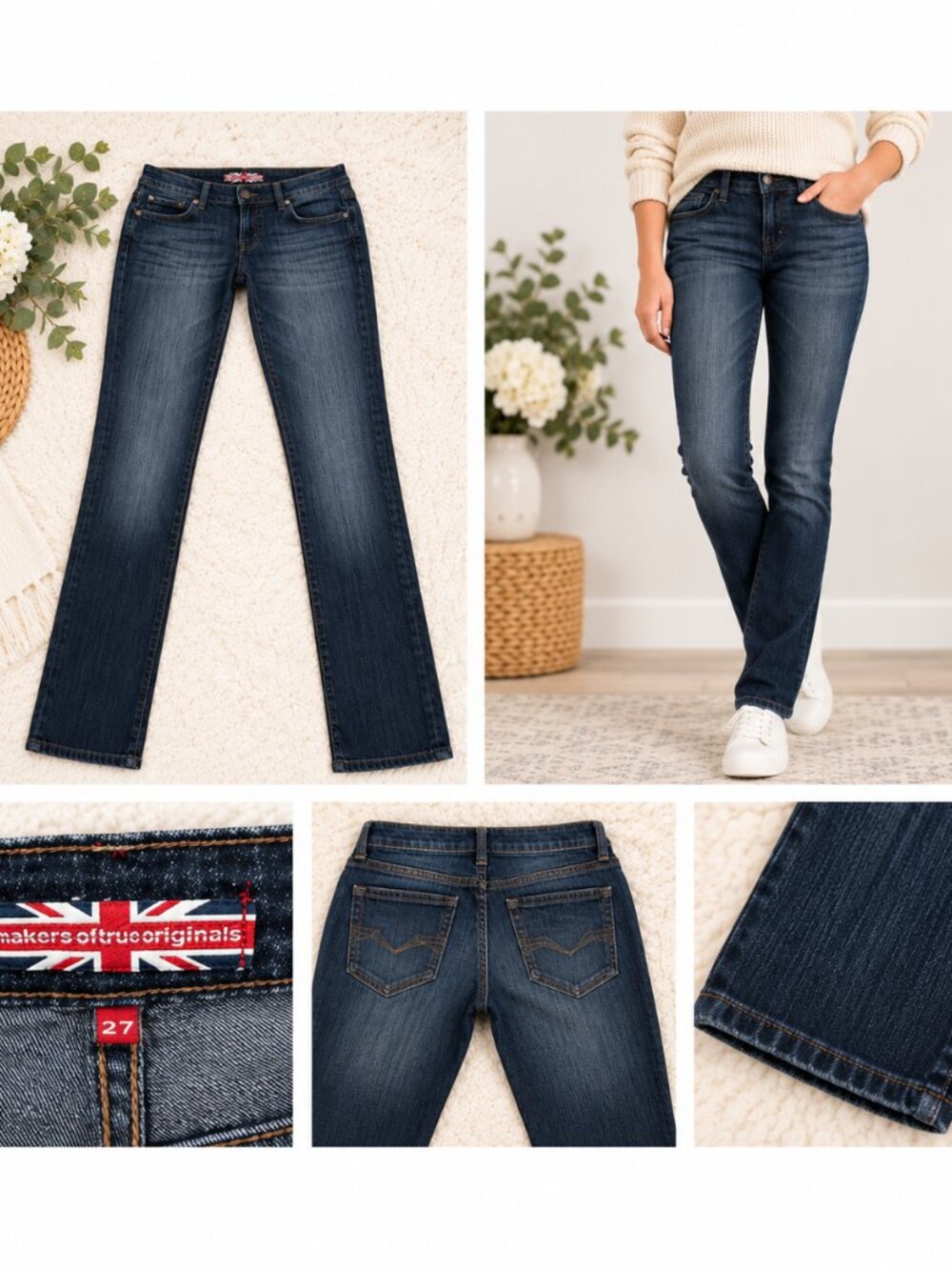Makers of True Originals Y2K Dark Wash Low Rise Stretch Jeans Size 27